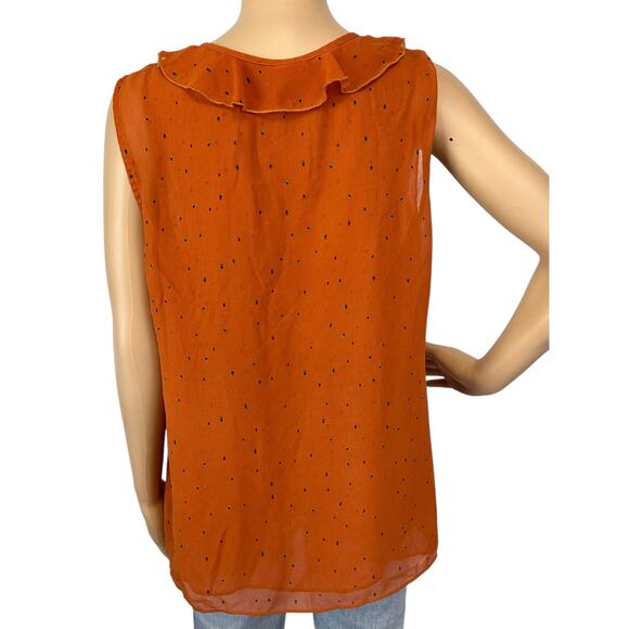 Cabi Sprinkle Ruffle Top Orange Sleeveless Double Layer #3764 Size M - Picture 6 of 12